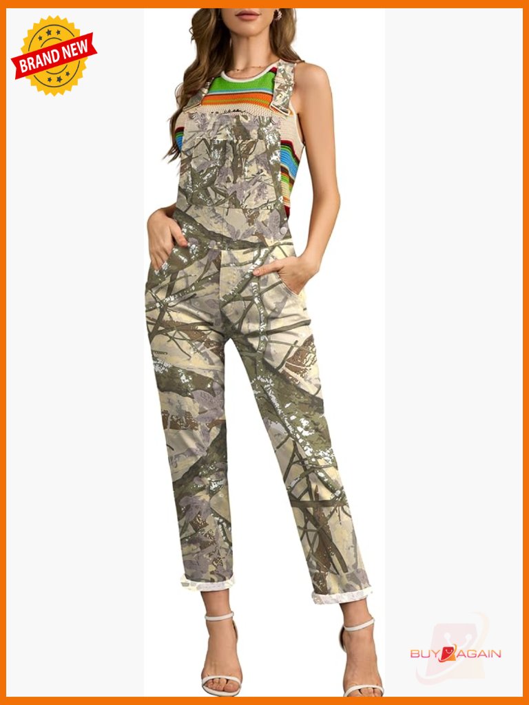 Women's Camo Overalls Jumpsuit With Pockets Work Utility Bibs